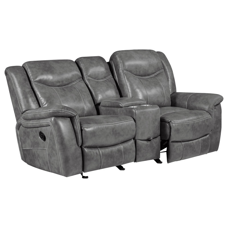 Artrice Upholstered Padded Arm Glider Loveseat Grey, Manual