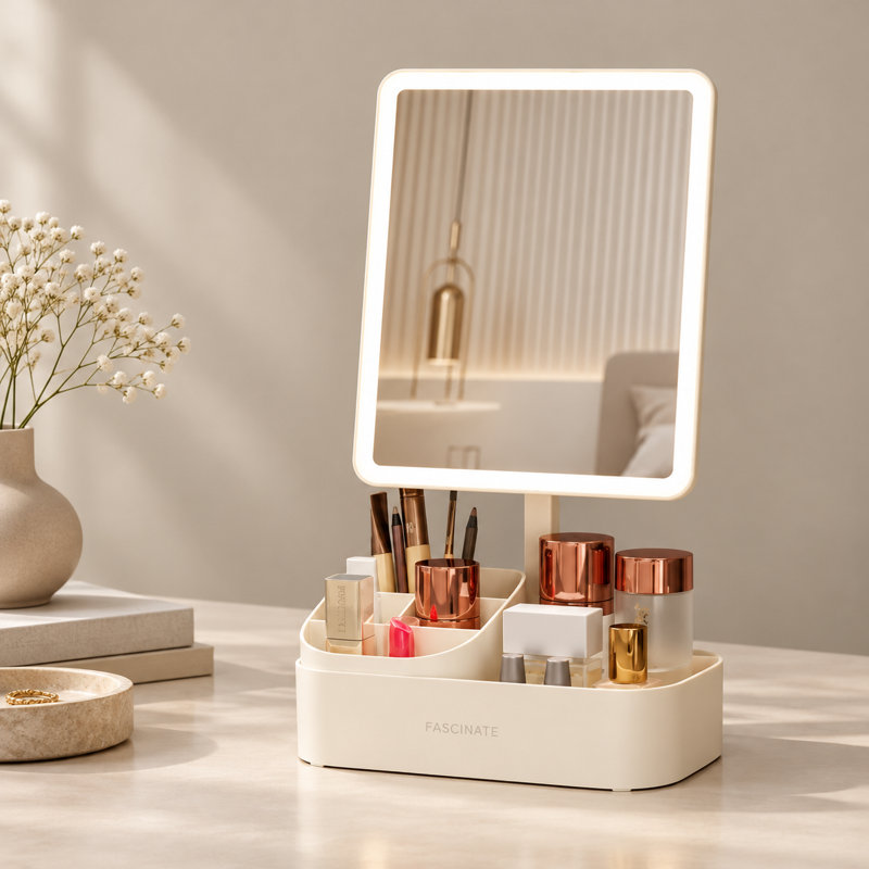 Plastic Rectangle Freestanding Vanity Mirror
