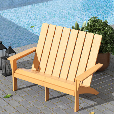 Modern All-Weather Adirondack Outdoor Loveseat For Patio, Garden, Deck, Porch, Or Backyard Seating