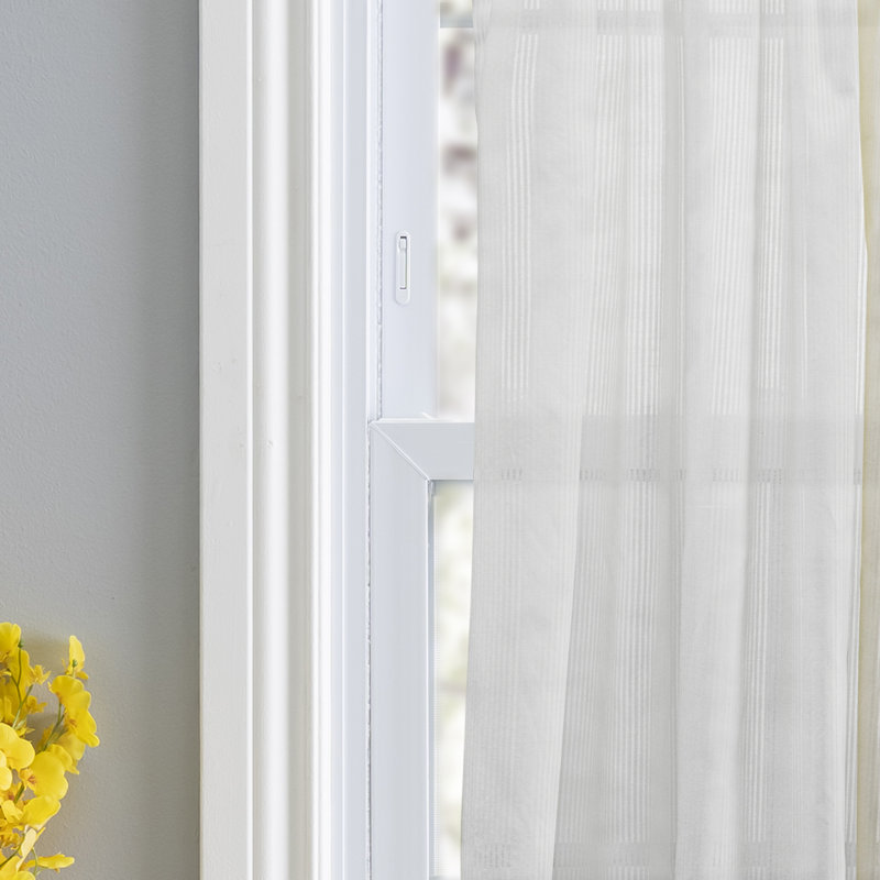 Tangina Cotton Blend Semi Sheer Curtain Pair, 40" W x 45" L, White