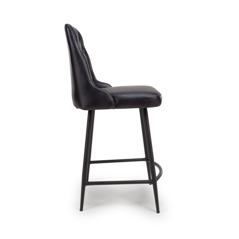 Ronja Upholstered Counter Stool with Metal Frame, Black