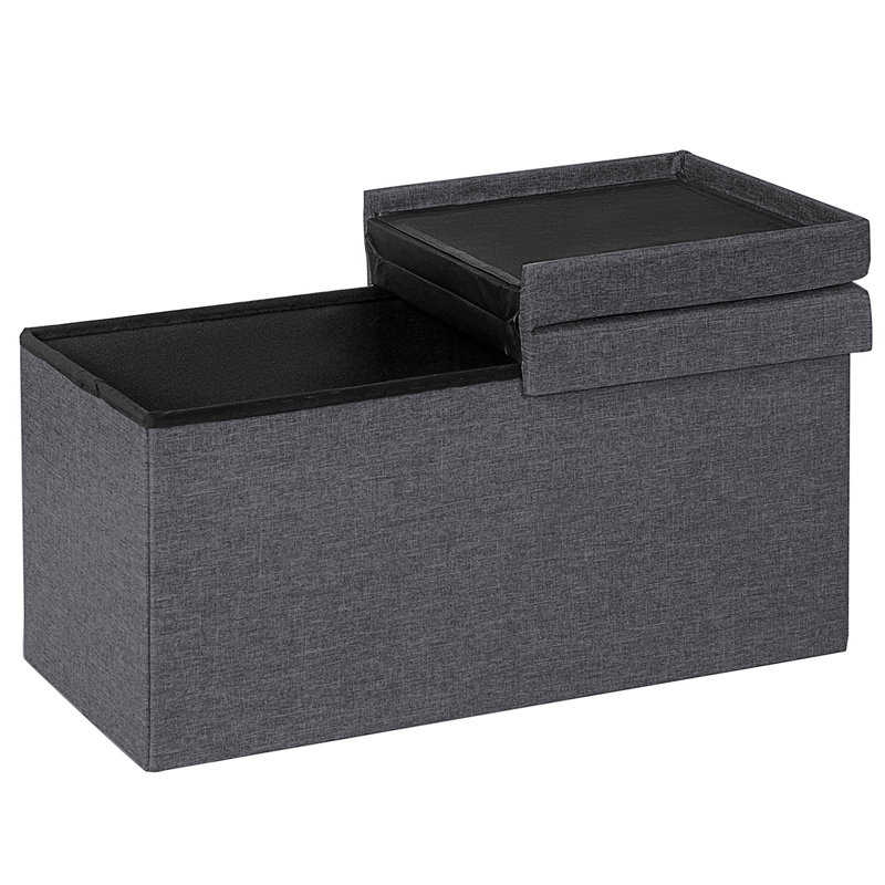 Eleen Upholstered Bench with Flip Top, Dark Grey