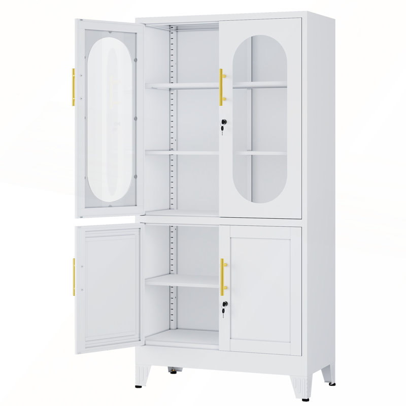 Versatile Iron Lockable Storage Cabinet, White