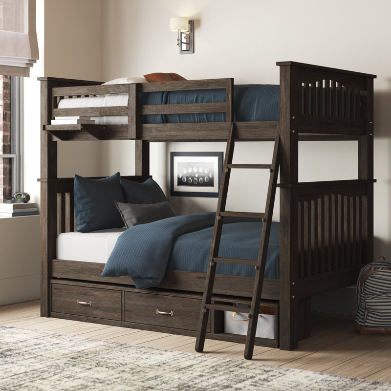 Lit superposé double au-dessus de double avec tiroir Mateo, Espresso, Double, H 4,5 po x l 11,63 po x P 10,25 po