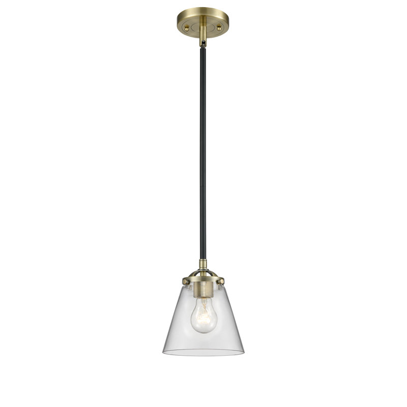 Luminaire suspendu conique à 1 lumière Mccarley, Transparent, Bronze huilé, DEL