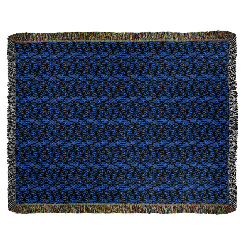 Couverture tissée hexagonale Katelyn Elizabeth, l 50 po x L 60 po, Bleu / noir