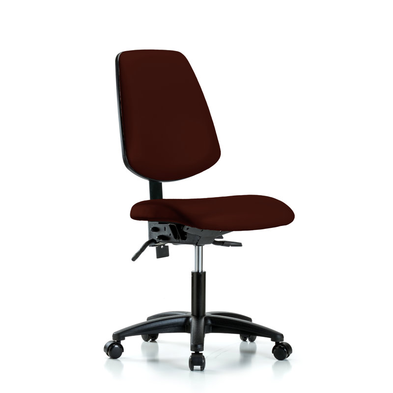 Evelin Vinyl Task Chair, Burgundy, Casters, Included