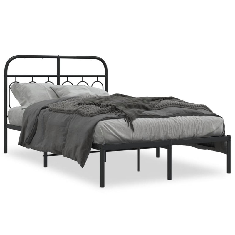 Raiens Metal Bed, Black, 120 x 190cm