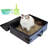 Portable Litter Box For Cats For Travel, Flodable Cat Travel Litter Box With Lid And Handle Standard Collapsible Litter Carrier For Cat (L,Black/Blue)