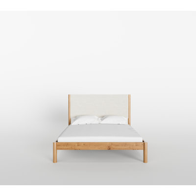 Ardin Solid Wood Bed Frame With Cream Boucle Upholstered Headboard