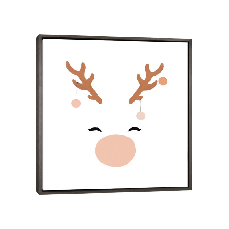 Deer & Baubles par Orara studio, reproduction d’art, H 37 po x l 37 po x P 1,5 po, Cadre en bois rustique foncé, Pas de tapis