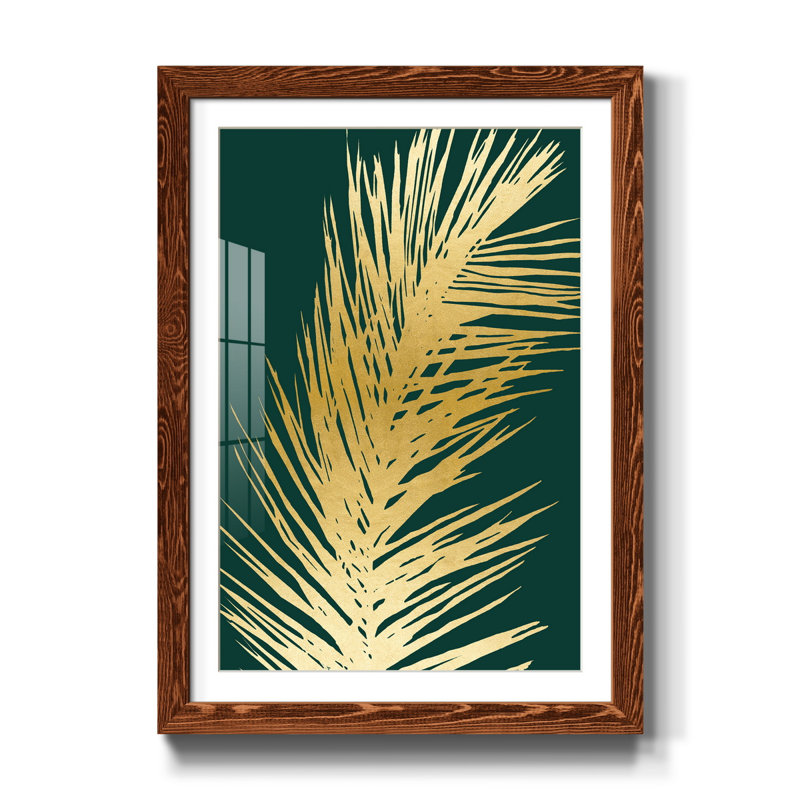 Emerald Palm II - Reproduction d'art graphique sur papier encadré, H 31,5 po x l 23,5 po x P 1,5 po, Érable