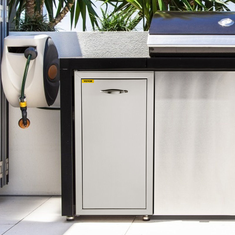 VEVOR 13.4"W x 26"H x 19.6"D Stainless Pull Out Trash Drawer Outdoor Kitchen Bin with Pull Out Tray