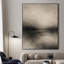 Très grande reproduction d'art sur toile - Moody Minimal Lake Horizon, paysage neutre et doux pour la chambre à coucher ou le bureau - «Assemblage requis du cadre (cadre non fini)»-124792051