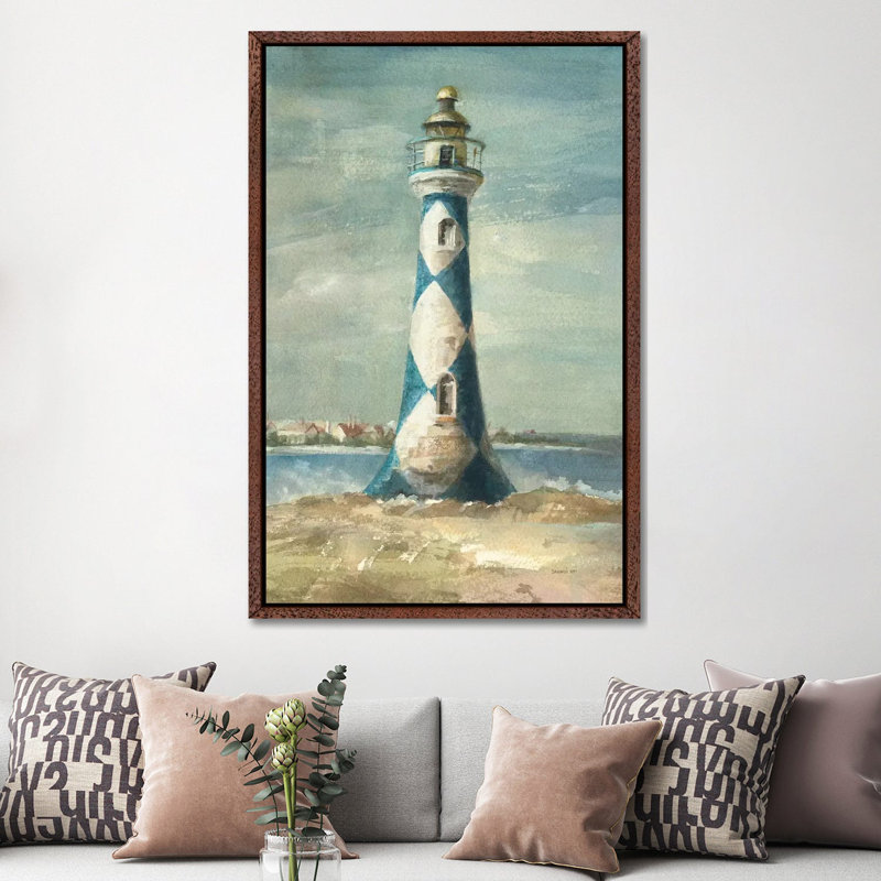 Lighthouse IV by Danhui Nai - Painting on Canvas, 152.5 cm H x 101.5 cm W, Classic Brown Wood Framed