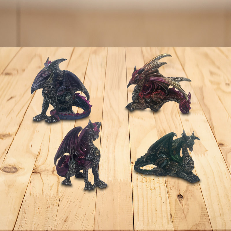 3"H 4-PC Mini Dragon Figurine Set