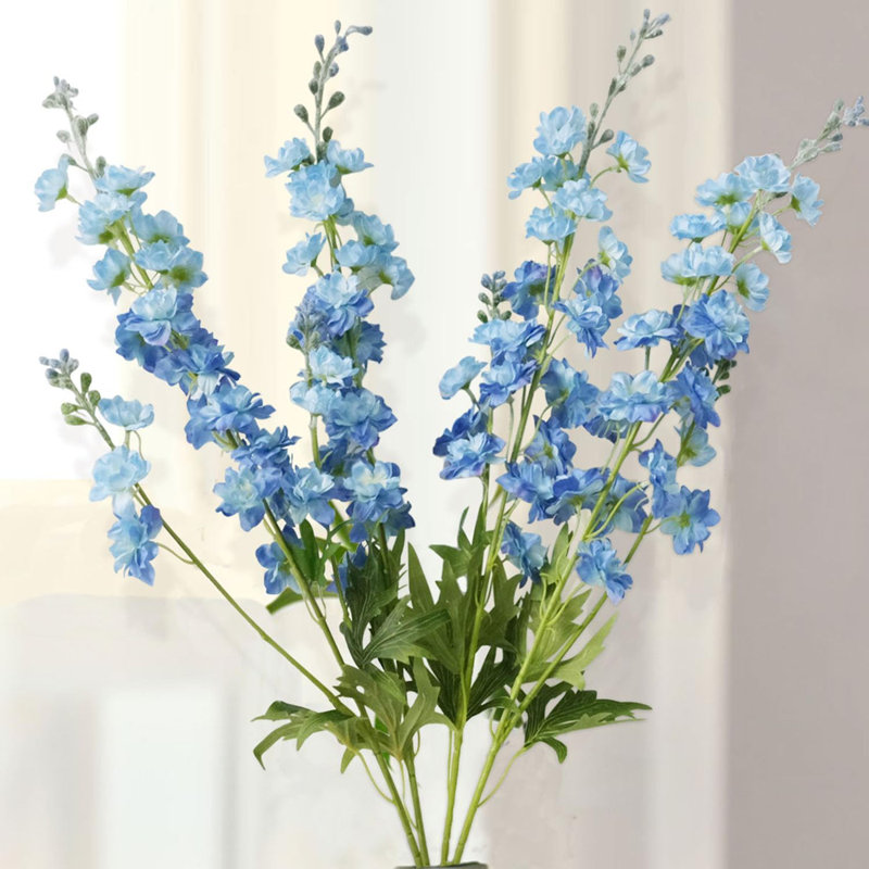 4 pièces de fleurs artificielles Delphinium bleues
