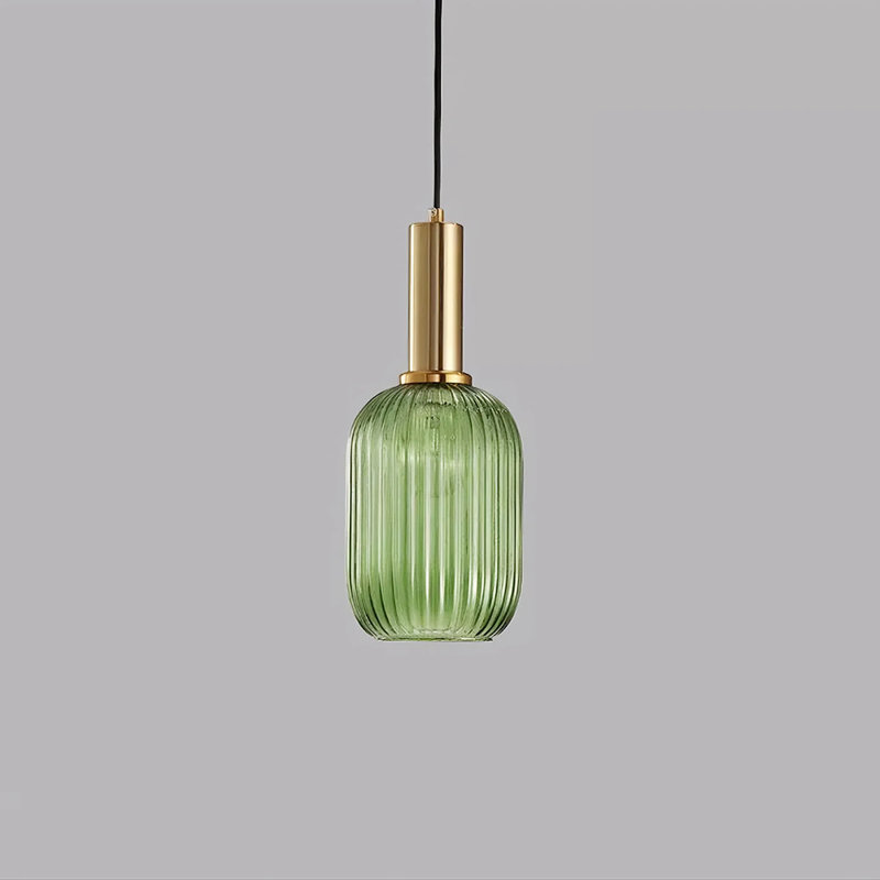 Luminaire suspendu en verre Ribber, Vert