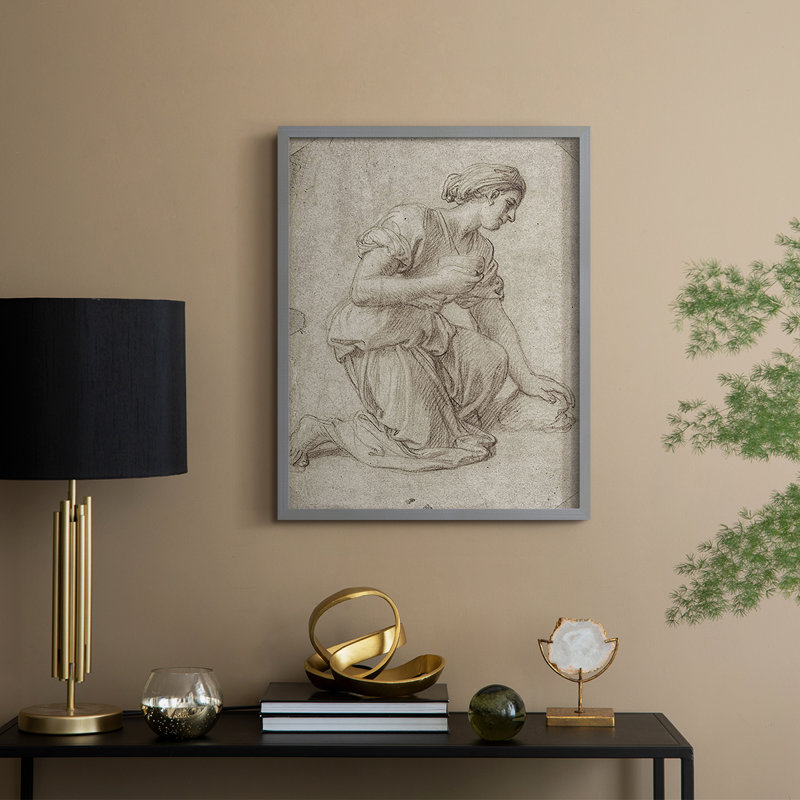 Reproduction encadrée rétro en bois massif Lxxxi, H 15 po x l 12 po, Gris