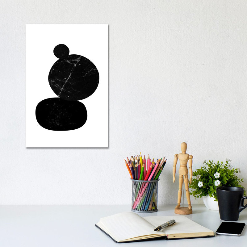 Black Pebbles II by Nouveau Prints - Wrapped Canvas Gallery-Wrapped Canvas Giclée, 20.32 cm H x 30.48 cm W