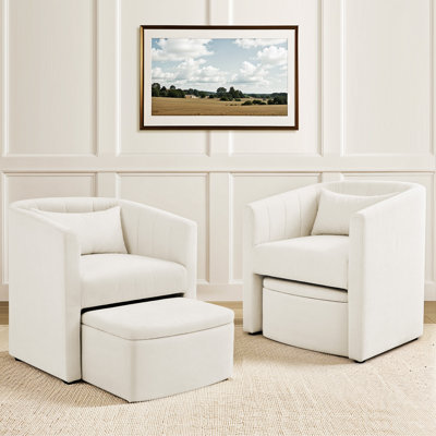 Fauteuil demi-tonneau avec pouf avec rangement Lane (ensemble de 2)