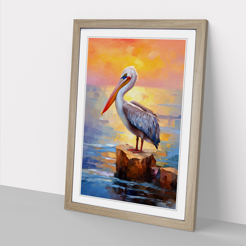 Pelican Impressionism Art - Framed Print