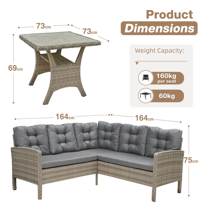 5 - Person Rectangular Patio Dining Set, Grey