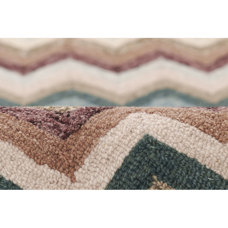 Abbott Hand Tufted Wool Chevron / Zig Zag Area Rug in Brown, Runner 2'3" x 8'