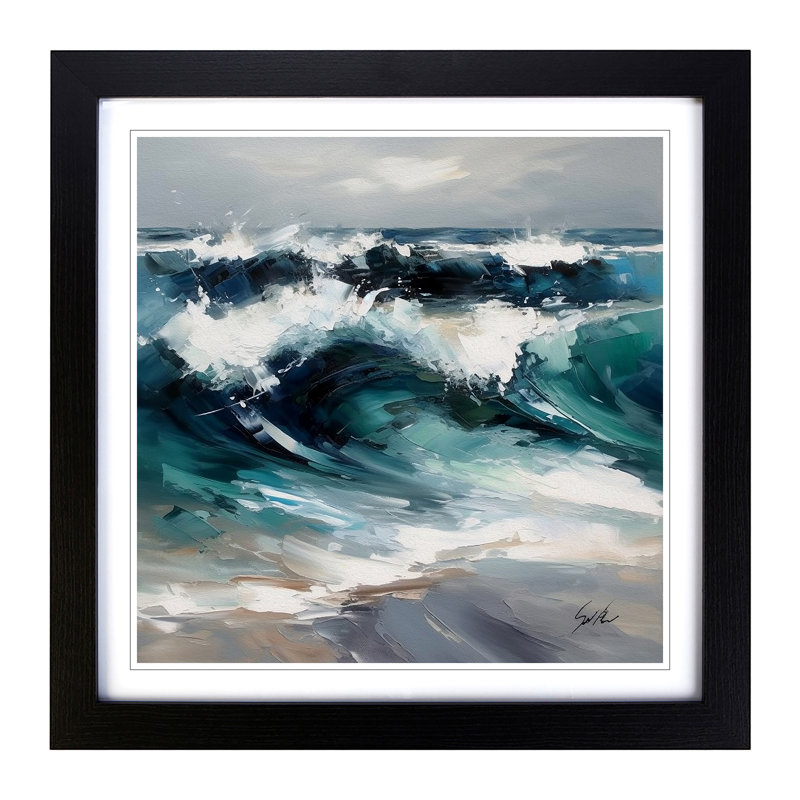 Ocean Modern Art - Framed Print, Black