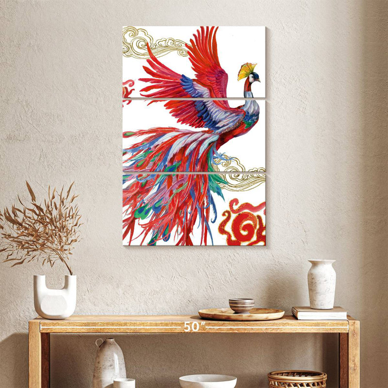 Brampt oiseau coloré Phoenix, H 32 po x l 20 po