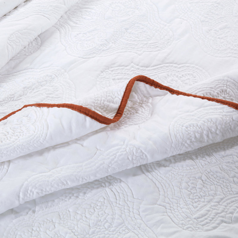 Ensemble de courtepointe Cameo, Courtepointe pour lit simple / simple TG et 1 taie, Blanc