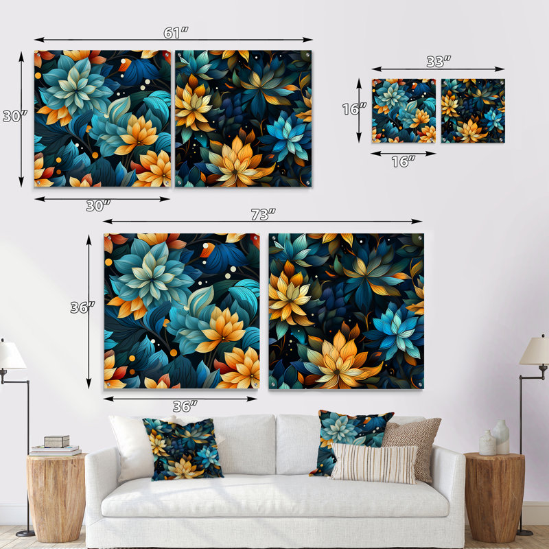 Natures Meditation - Floral Acrylic Wall Art Glass Set Of 2, 16" H x 33" W