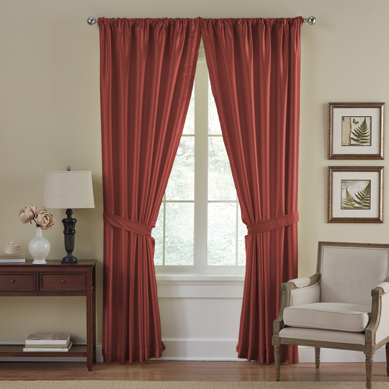 Mahoe Blackout Single Curtain Panel, 52" W x 84" L, Rouge