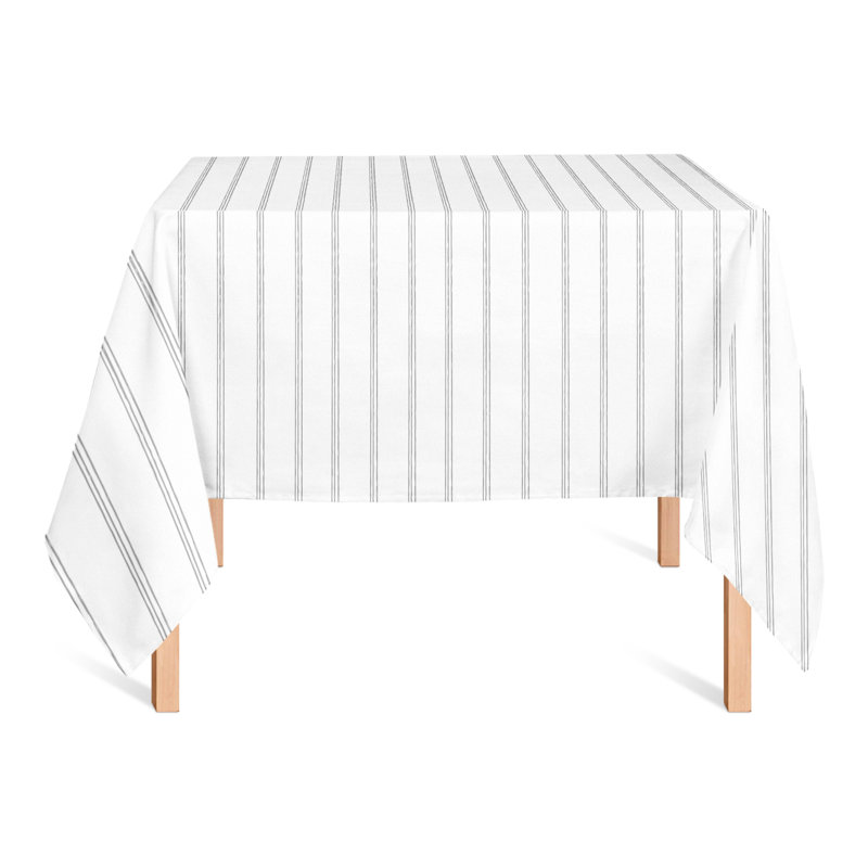 Striped Polyester Tablecloth, Gray, 58" L x 58" W