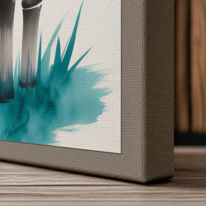 Bamboo in Mist Japandi - Wrapped Canvas, 36x24 - 91.4 x 61.0 cm, Taupe Border