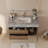 36"Mid Century Modern Wall-Mounted Bathroom Vanities,Single Sink,Brown Wood Texture with Sintered Stone Table top,Not Assembled Need