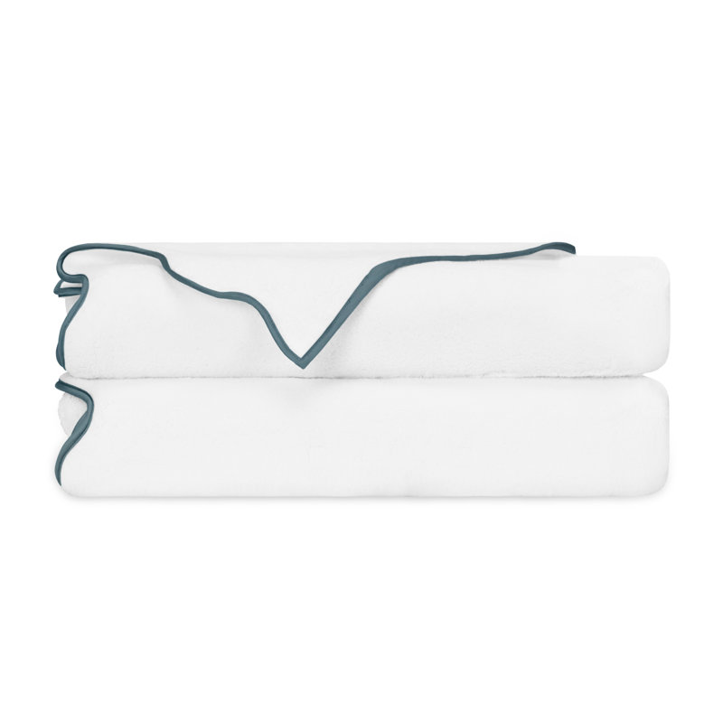 Antalya Turkish Cotton Bath Towel, White/Teal, 2 Pack - Bath Tower