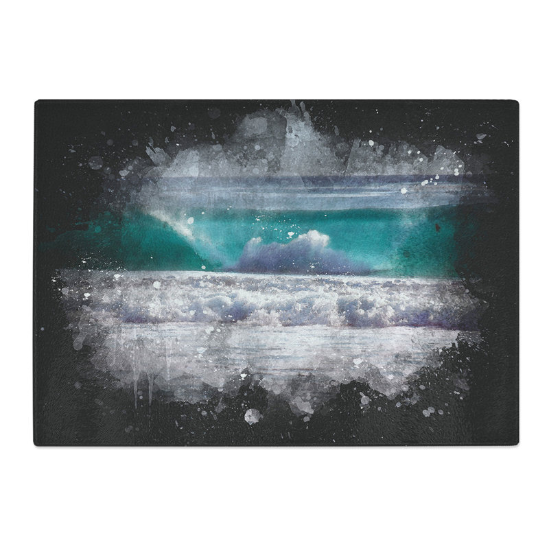 Ocean Wave Paint Splash Chopping Board, 0.4cm H x 20cm W x 28.5cm L