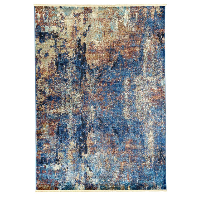 Modern Fringed Abstract Area Rug