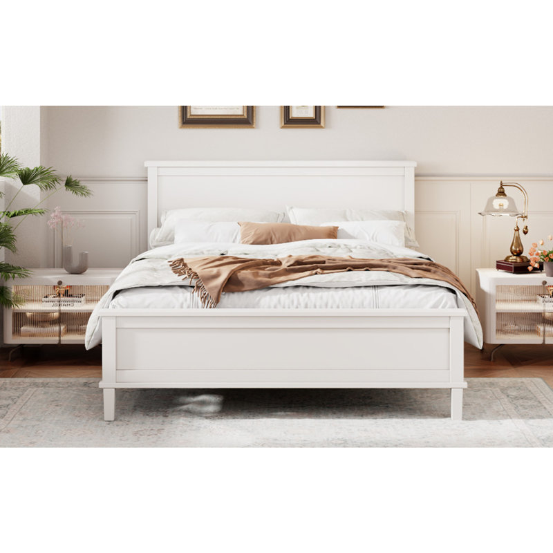 Lit plateforme Mid-Century, Blanc, Complète