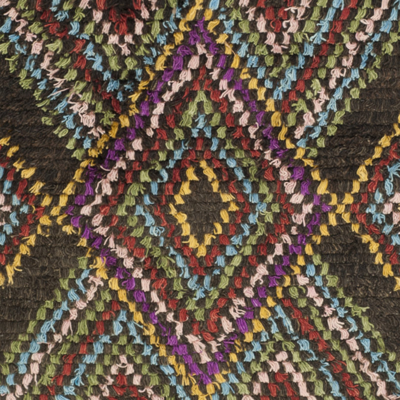 Tapis vert / brun / mauve en laine / coton noué à la main de style sud-ouest Raeleigh, Rectangle 9 pi x 12 pi