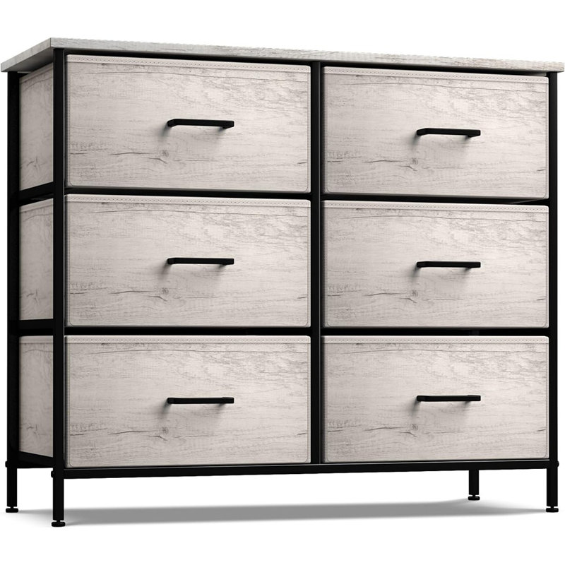 Commodes pour chambre à coucher avec 6 tiroirs, commode pour chambre à coucher, Crème
