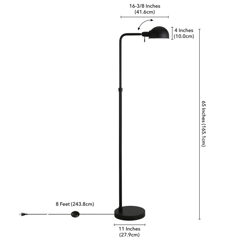 Shikita 66'' Brushed LED Task Floor Lamp, Blackened Bronze, Blackened Bronze