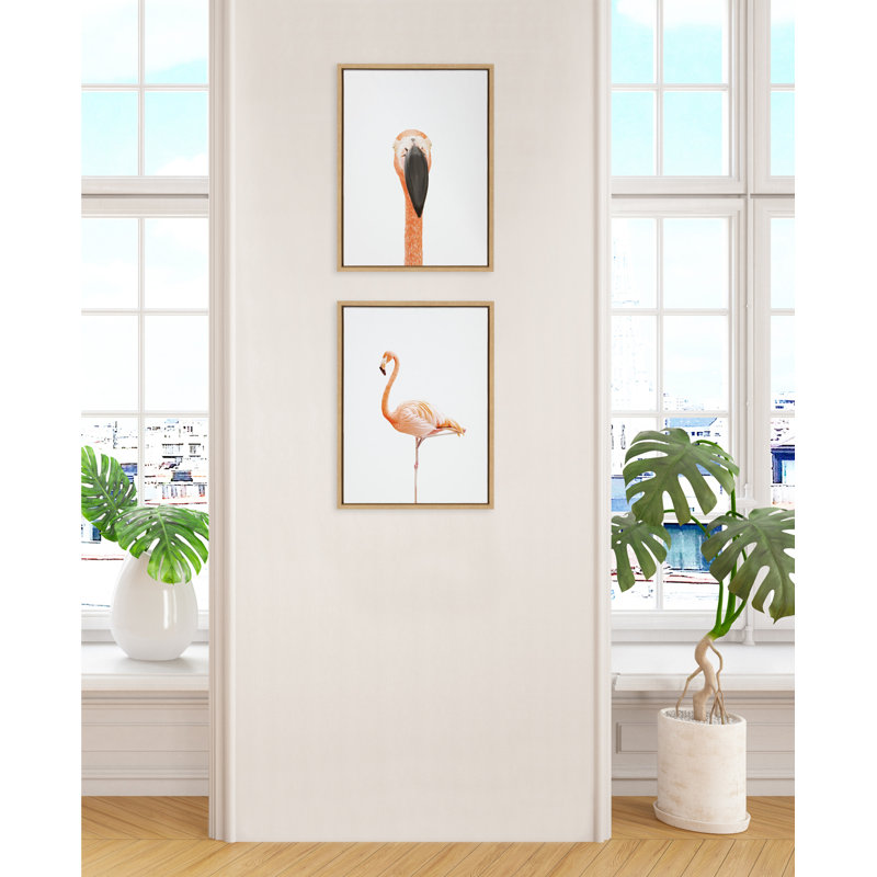 «Flamingo Portrait» par Amy Peterson, reproduction d'art sur toile encadrée, Naturel