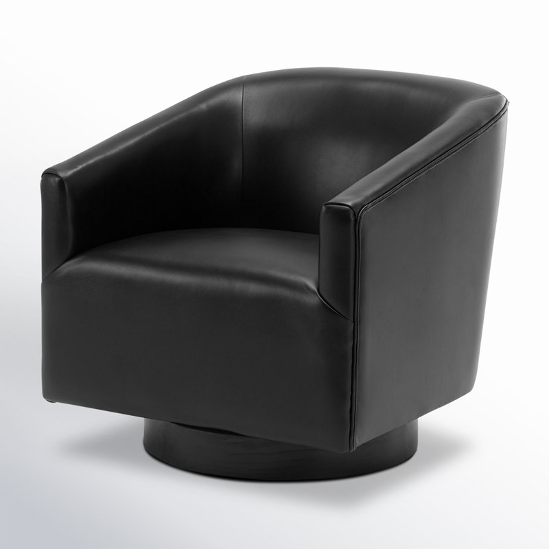 Fauteuil demi-tonneau pivotant en simili cuir Hall, Similicuir noir