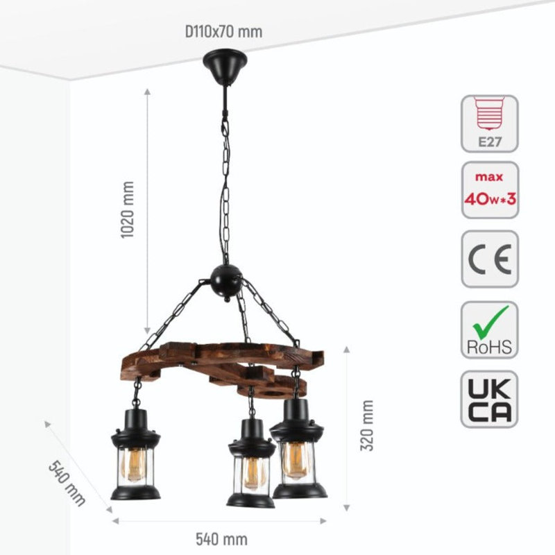 Eustis 3 - Light Kitchen Island Chandelier