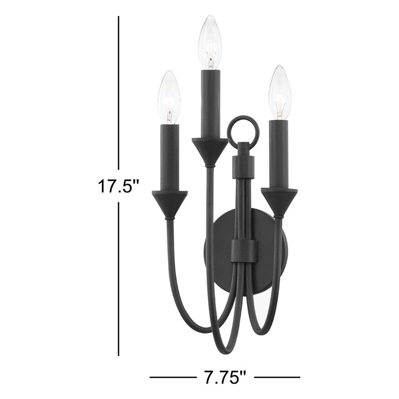 Cate 3 - Light Candle Wall Light, Forged Iron