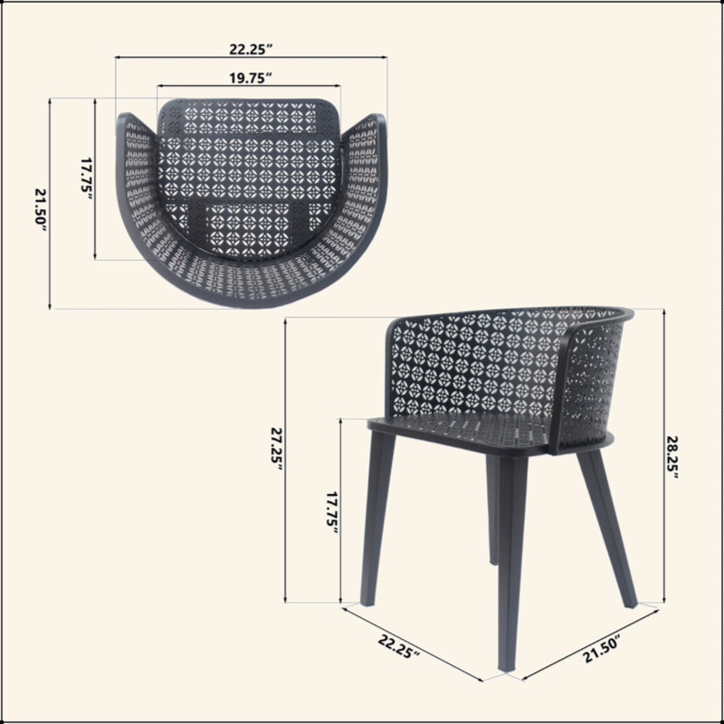 Ensemble de chaises d'extérieur Milan (ensemble de 2), Noir