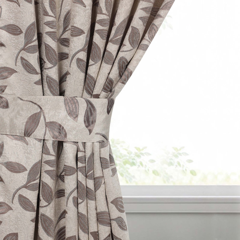 Finklea 100% Polyester Floral Room Darkening Grommet Curtain Panels, Espresso, 46" W x 63" L
