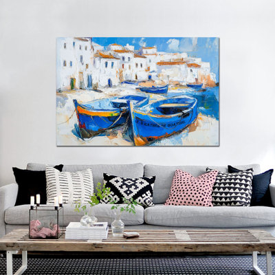  Art mural de plage, art mural bord de mer, toile de plage, œuvre d'art de bord de mer pour le salon, chambre à coucher, art mural de grande scène de plage, prêt à être accroché pour la décoration intérieure 36 po x 48 po